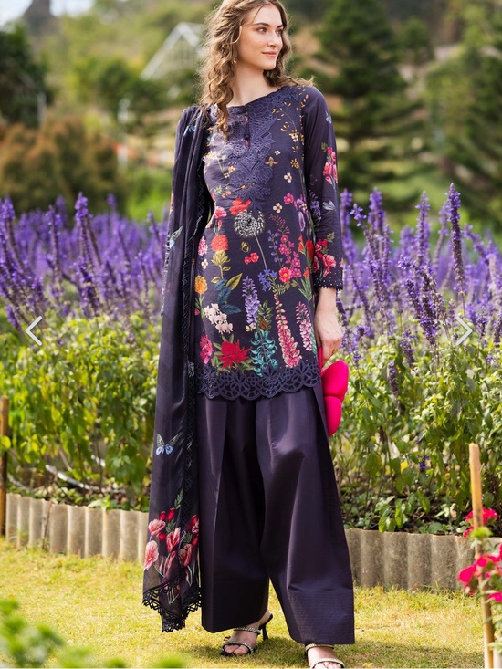 Maria B Pants - Maria B 3 piece lawn set- Farshi Shalwar